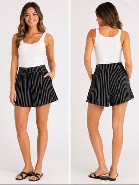 DR2 Paperbag Waist Pinstripe Shorts